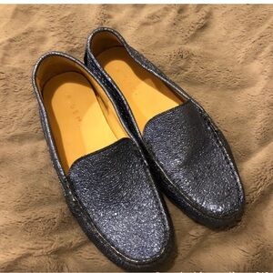 M. GEMI Felize Italian Shimmer Sparkle Leather Moccasin Loafer Sz EU 36